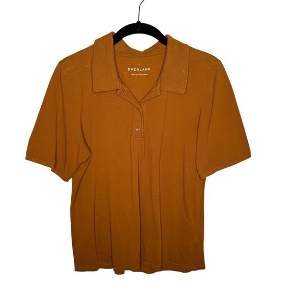 EVERLANE / burnt rust orange short sleeve organic cotton polo shirt / M - Picture 1 of 7